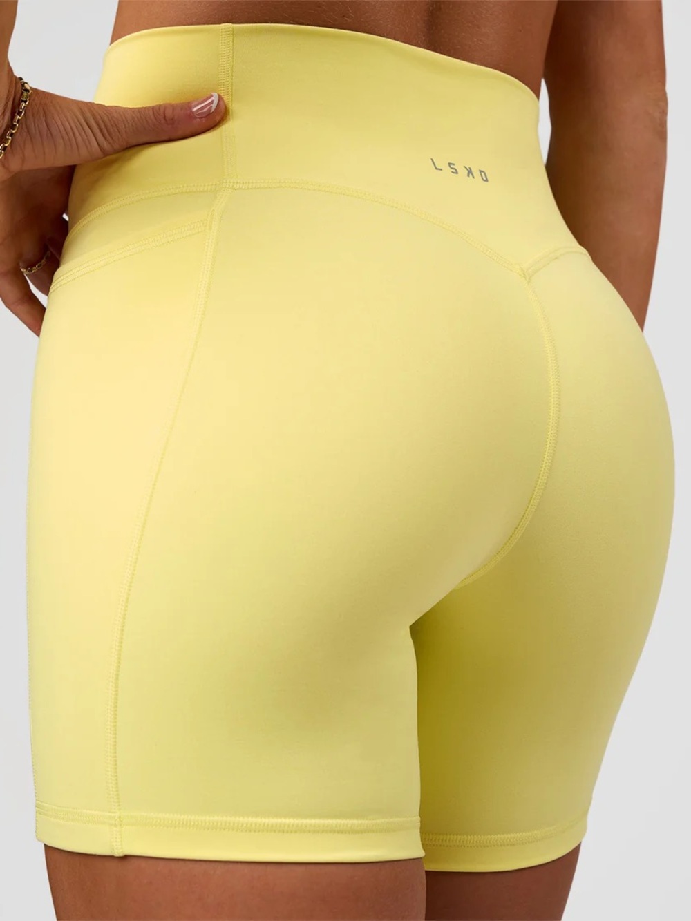 LSKD - Fusion V-Contour Ultra High-Rise 6" Short with Pockets in Yellow Fizz - M